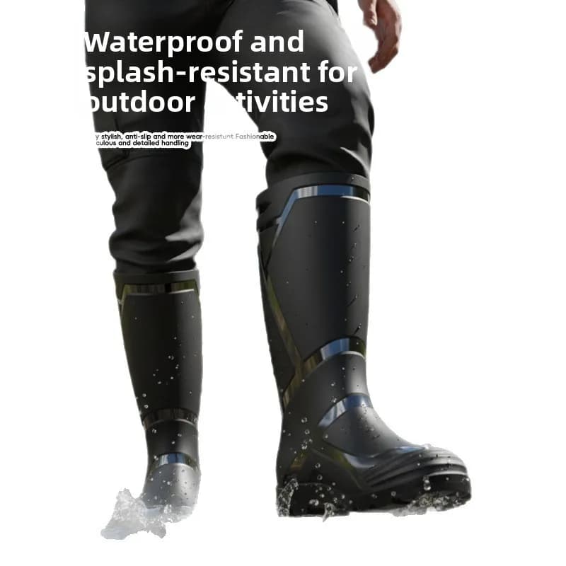 Bottes de pêche hautes homme noir classique grande taille 39-48 imperméables résistantes à la boue