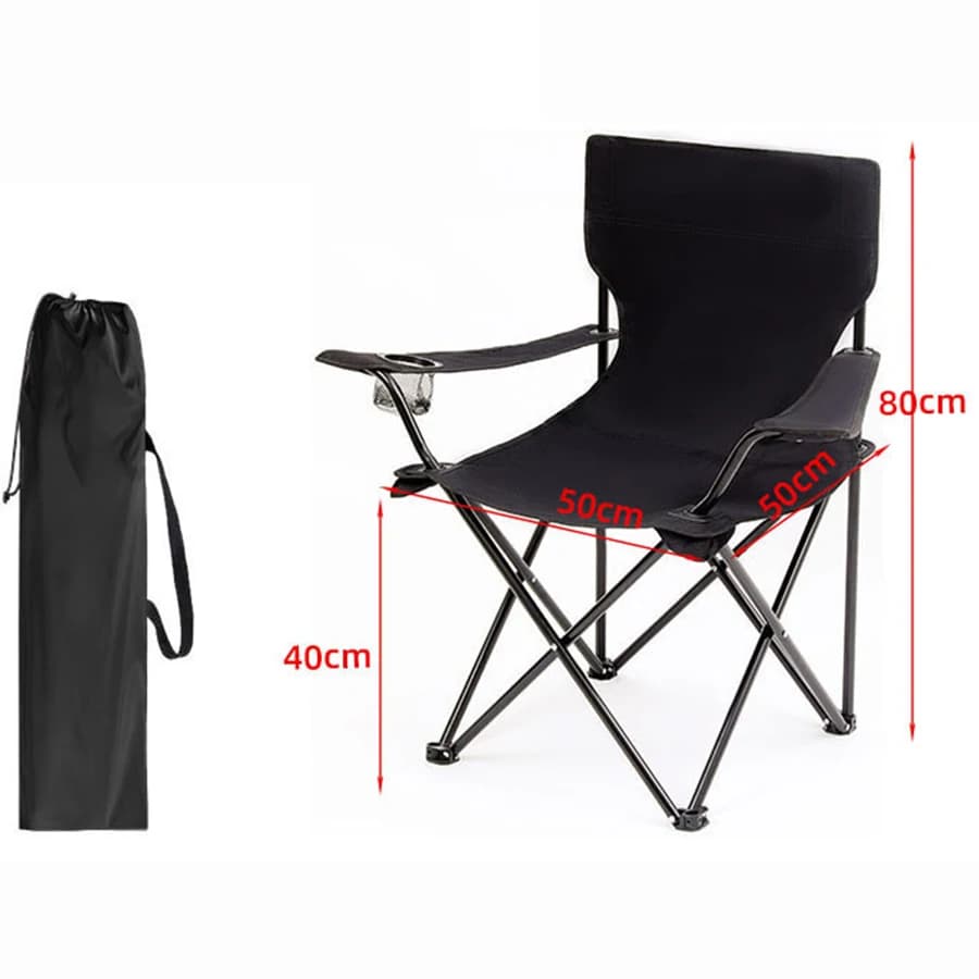 Chaise pliable de camping et plage avec accoudoirs - Accessoire pêche portable et confortable