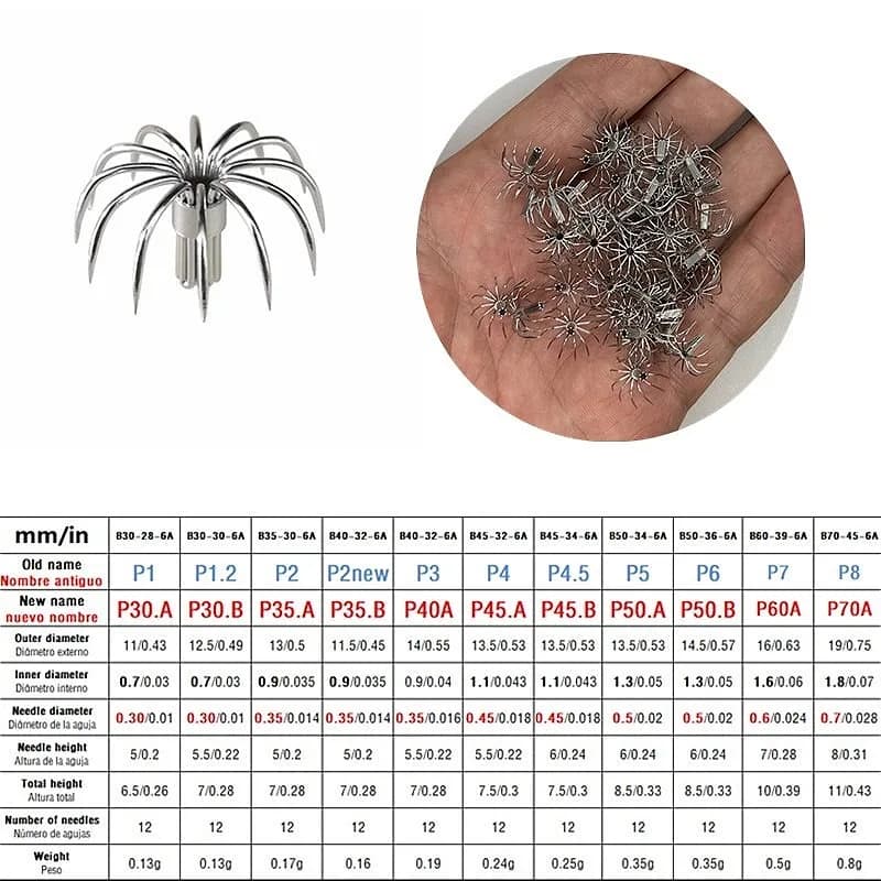 20 hameçons à calmar miniatures en acier inoxydable - Accessoires pour appâts couronne parapluie - Artisans pêche DIY