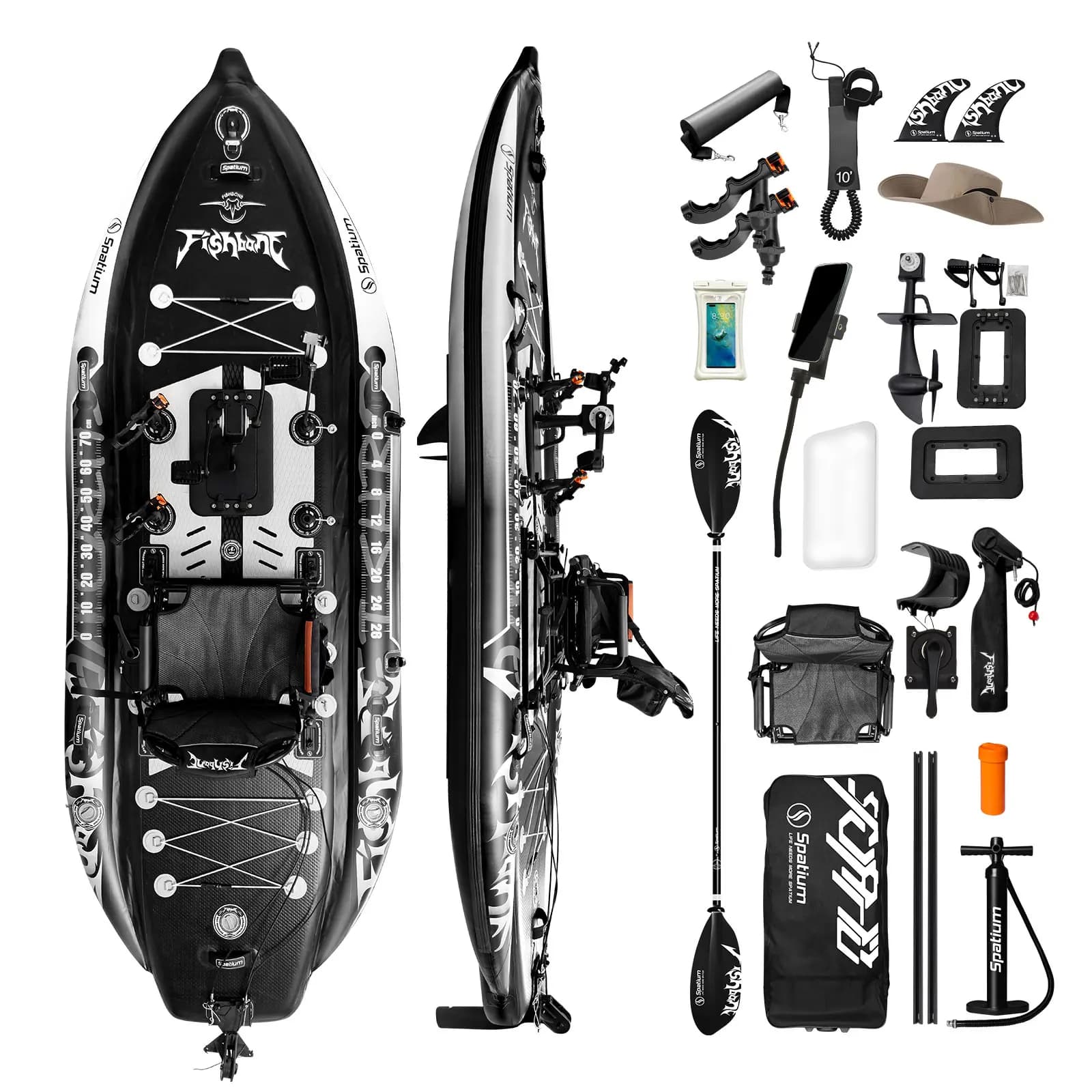 Système de pédalier pour kayak de pêche Spatium 11 pieds capacité 300kg orientation pieds pour bateau