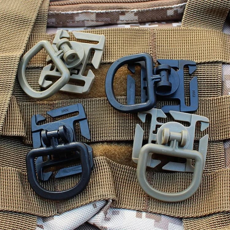 Anneaux D rotatifs 360° 4 pièces - Attaches Molle pour sacs de pêche et accessoires outdoor