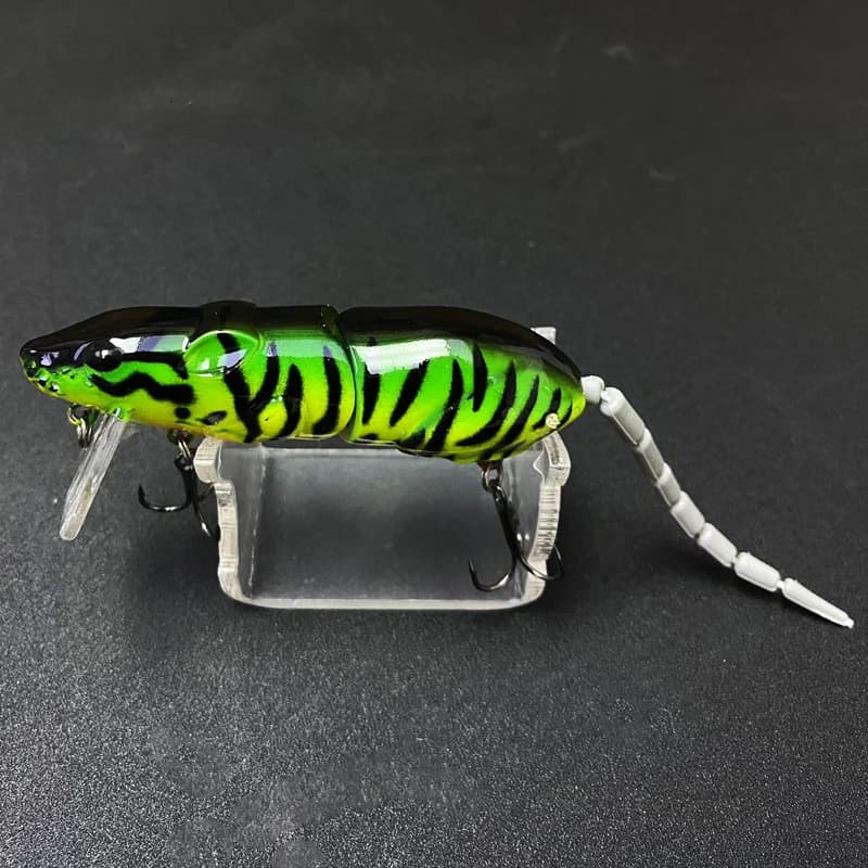 Leurre souple souris flottant 80mm 15g bionic rat 2 sections articulé pêche brochet perche leurre de surface