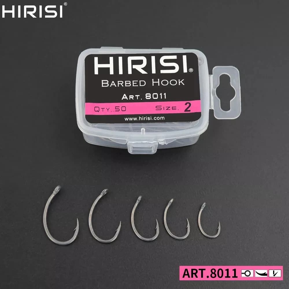 Hameçons carpe Hirisi 50 pièces - Acier inoxydable revêtu avec boîte originale pour pêche sportive