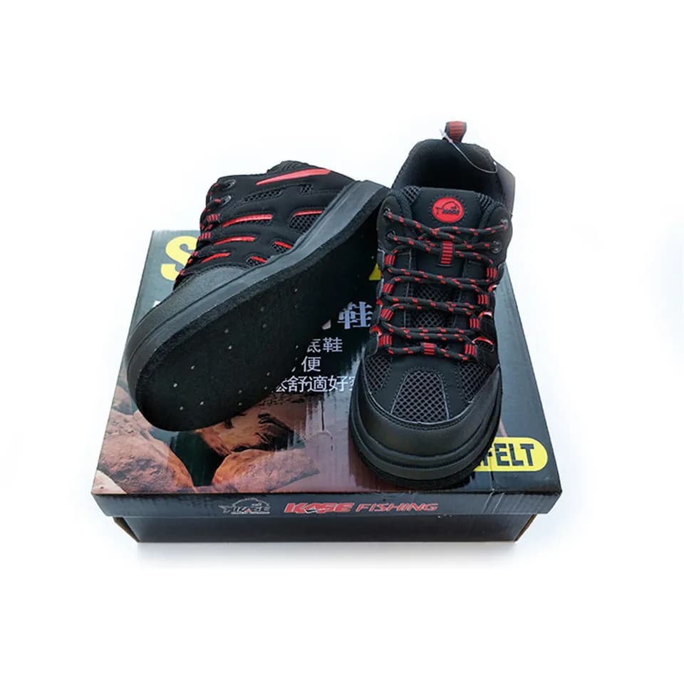 Chaussures de pêche à la mouche - Sneakers aquatiques avec semelle feutre cloutée antidérapante pour pêche en rivière