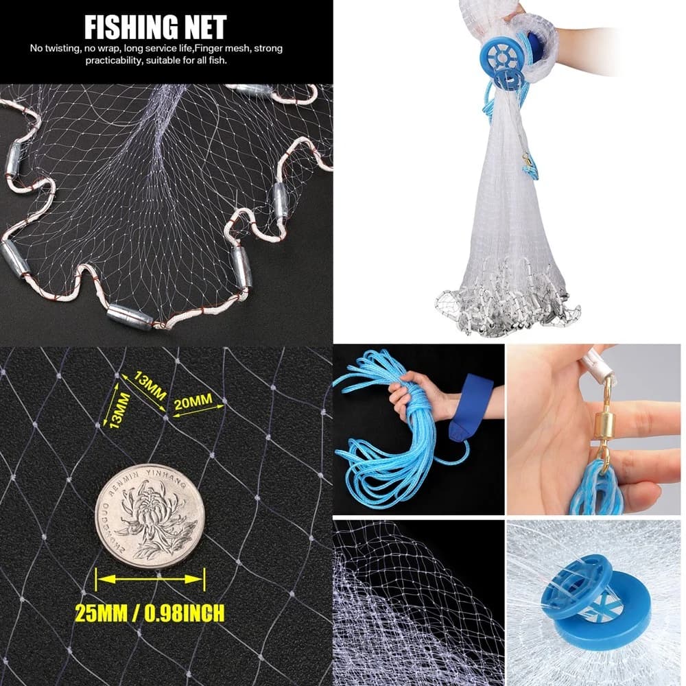 Filet américain lancer pêche mer 3 à 10 pieds avec plombs zinc pour appâts et petits poissons