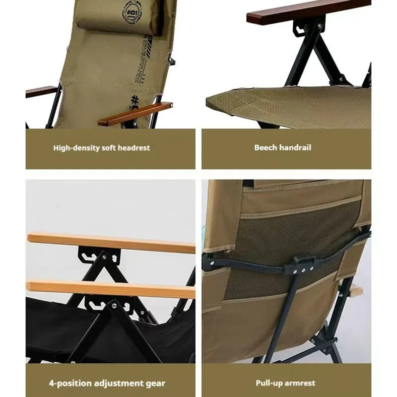 Fauteuil camping réglable 4 positions pêche plage - Chaise longue pliante pique-nique extérieur