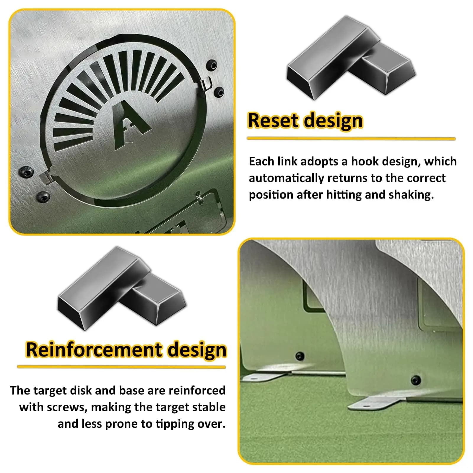Cibles acier inox découpées laser avec supports - pour stand tir extérieur jardin entraînement