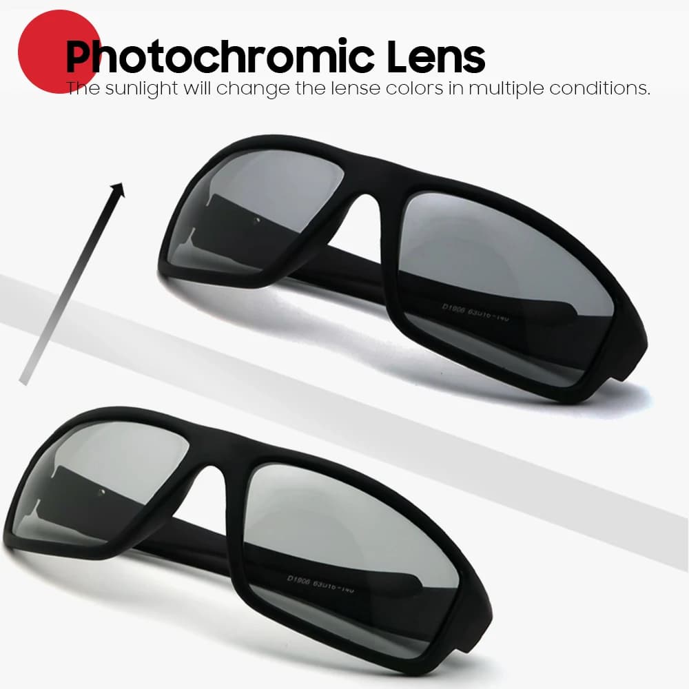 Lunettes photochromiques polarisées noires - Pêche sportive - Conduite 2026 - Changement de couleur automatique