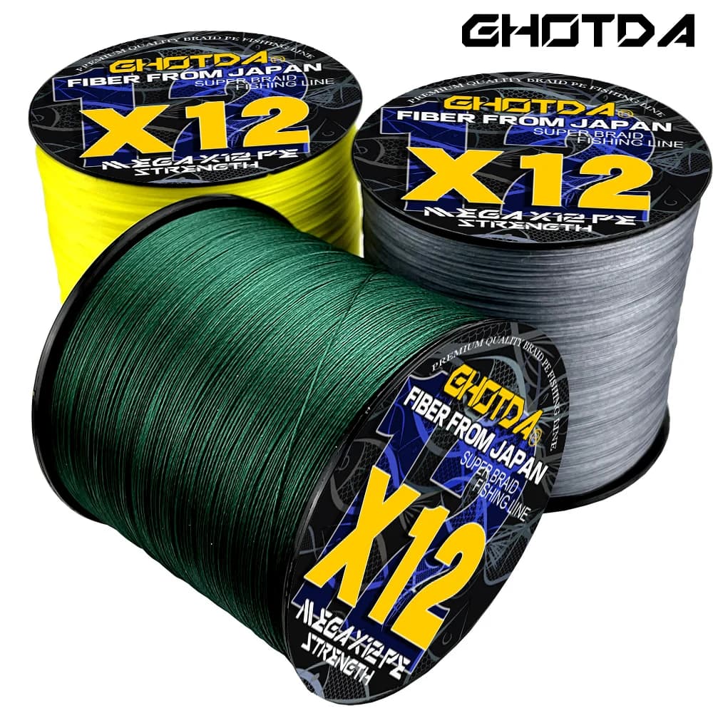 Ligne de pêche GHOTDA PE X12 tresse mer forte 300m 500m 1000m 12 brins 25 à 120LB