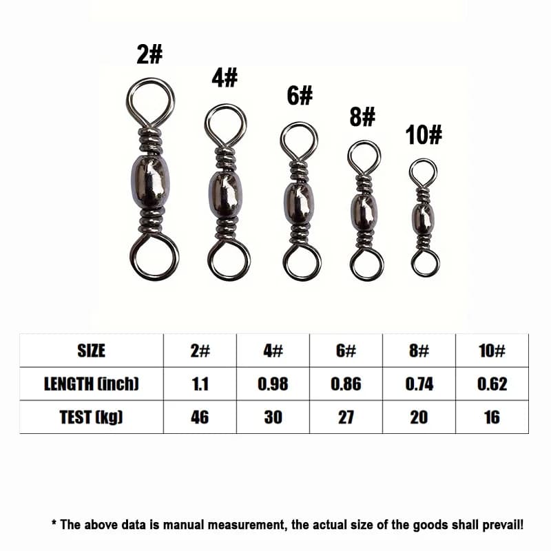 Émerillons pêche Goture 200 pièces acier inoxydable 16-46kg - Connecteurs ligne pêche résistants
