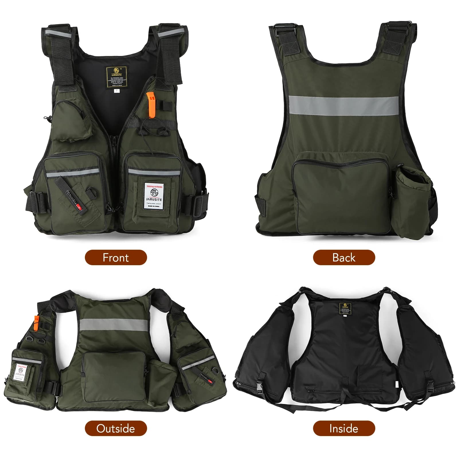 Gilet de sauvetage professionnel pêche mer 2023 - Veste flottante étanche réglable avec poches multiples