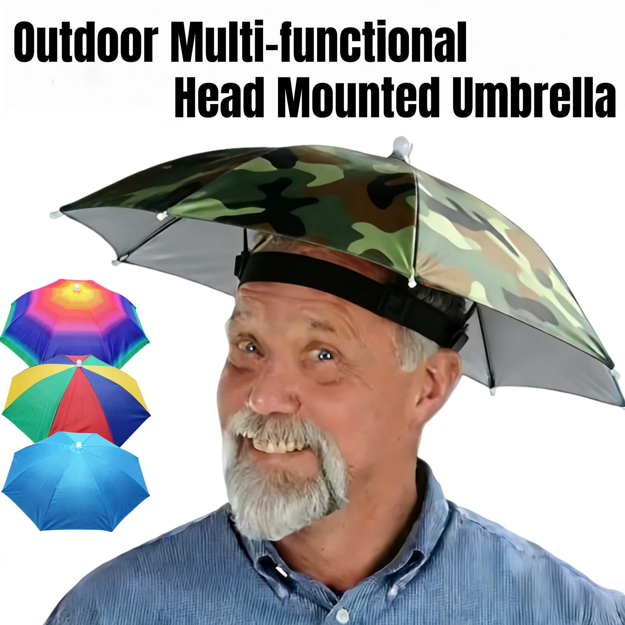 Kit 1-2 parapluies tête réglables pliables - Protection soleil pluie randonnée camping pêche