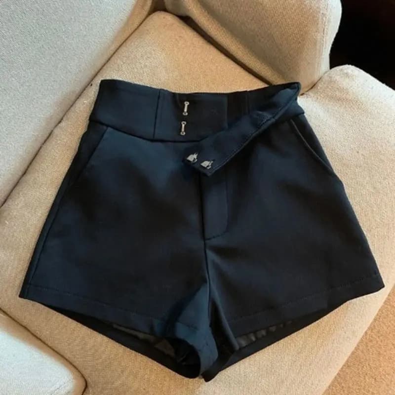 Shorts femme T2 noir style Harajuku - Coupe droite élégante et slim - Pantalon sexy été casual