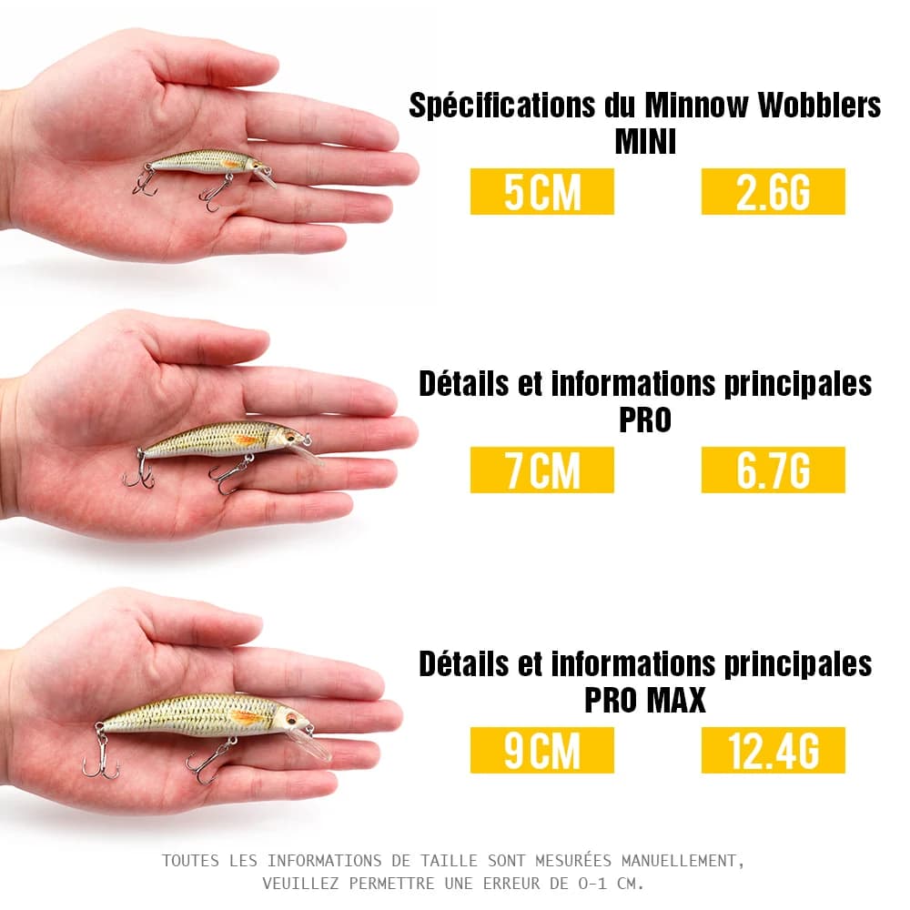 Leurre dur pêche carnassiers VTAVTA Mini Minnow 2g 6g 12g, crankbait flottant pour brochet et perche