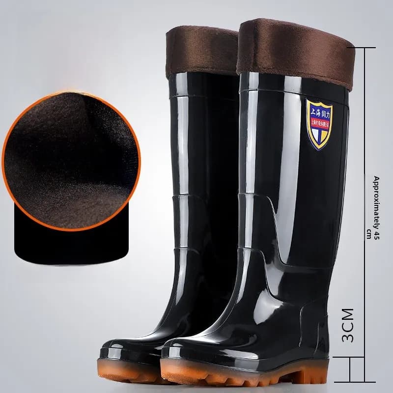 Bottes pluie hautes homme extra épaisses - Chaussures waterproof à semelle tendon de bœuf