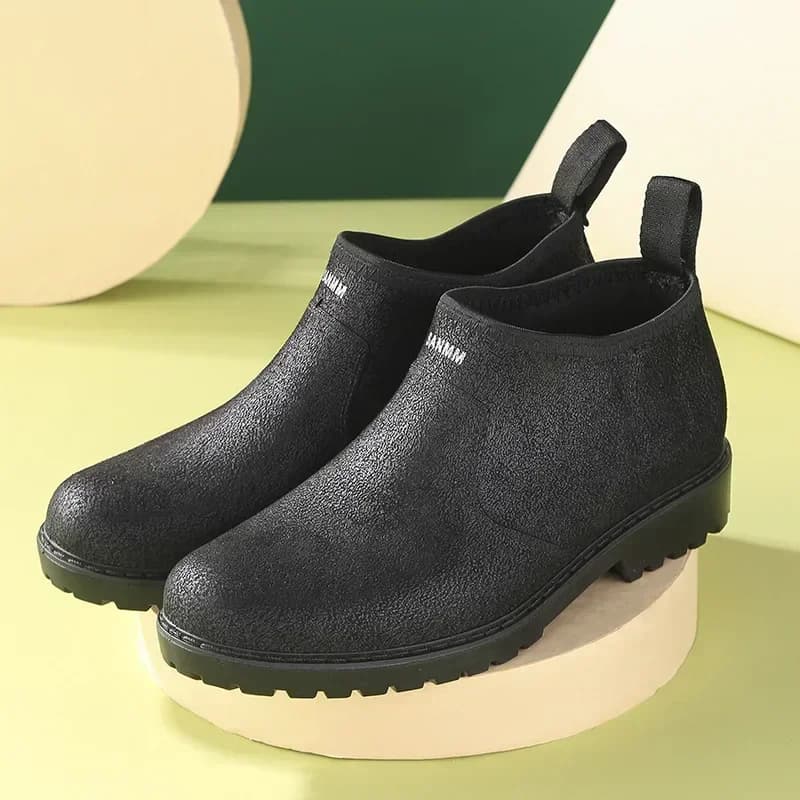 Bottes de pluie cheville homme 2025 mode jardin pêche imperméables caoutchouc tendance