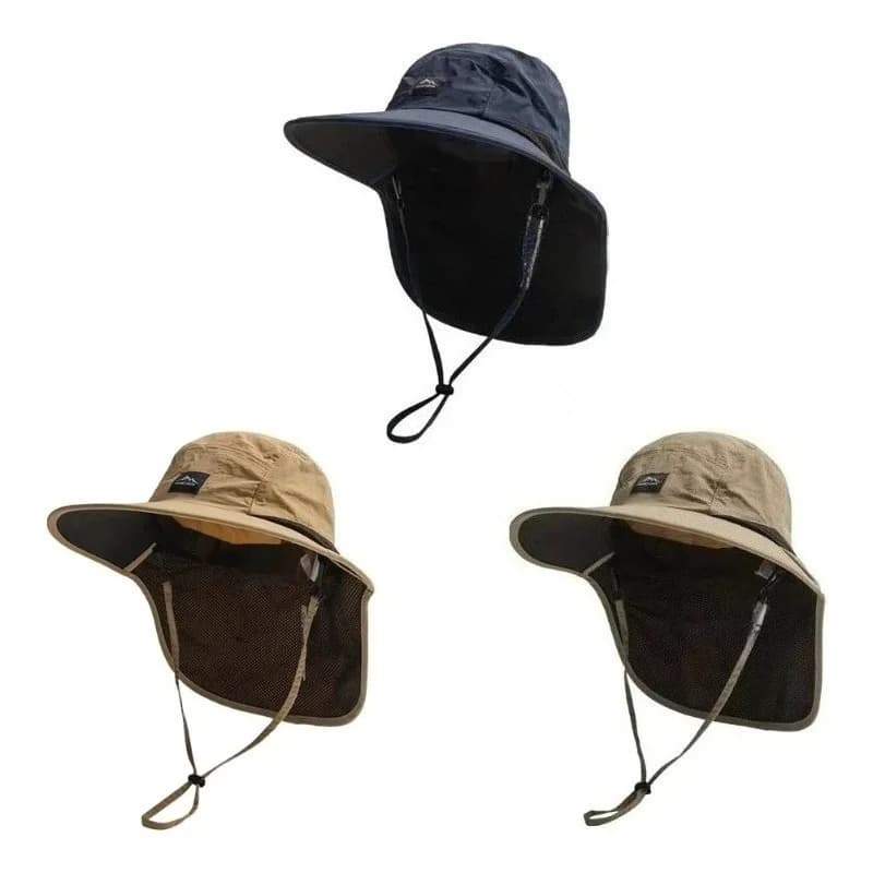 Chapeau pêcheur anti-vent séchage rapide avec rabat nuque - Protection UV pour activités outdoor