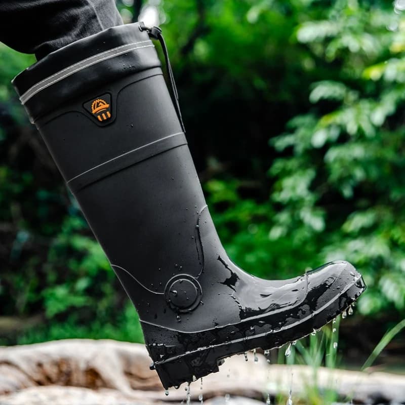 Bottes de pluie homme à embout d'acier antidérapantes imperméables pour travail sécurité pêche