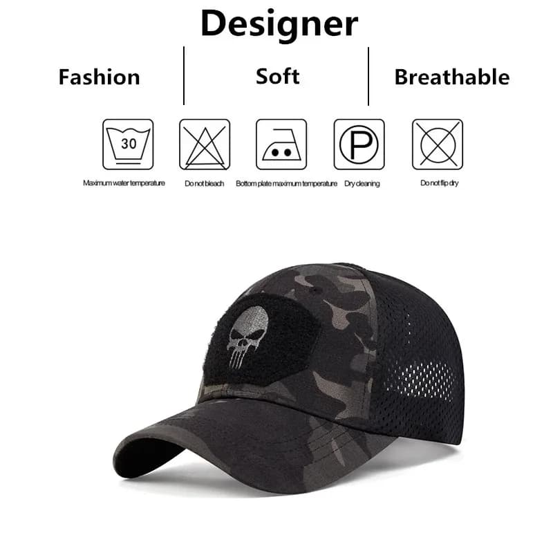Casquette baseball brodée crâne printemps automne réglable - Protection UV pour pêche et outdoor