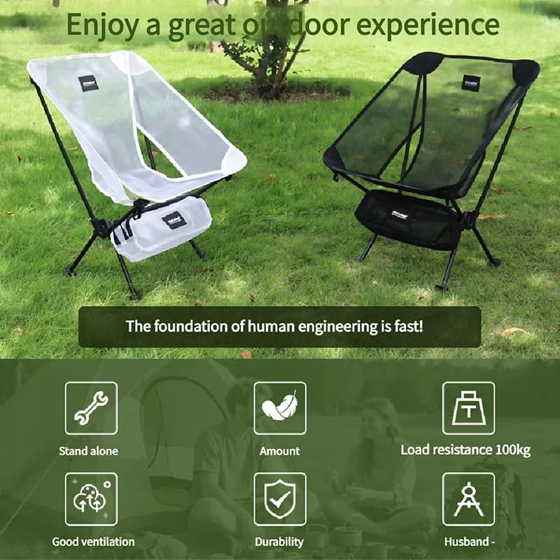 Chaise pliable extérieure DOTWISE mesh respirant, siège lune aluminium léger pour camping et pêche portable