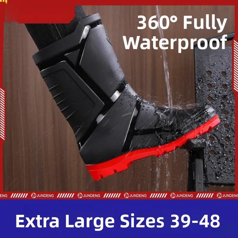 Bottes de pêche mi-mollet homme doublées polaire imperméables anti-dérapantes renforcées pour extérieur