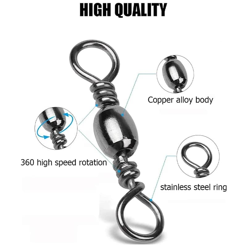 Émerillons pêche Goture 200 pièces acier inoxydable 16-46kg - Connecteurs ligne pêche résistants