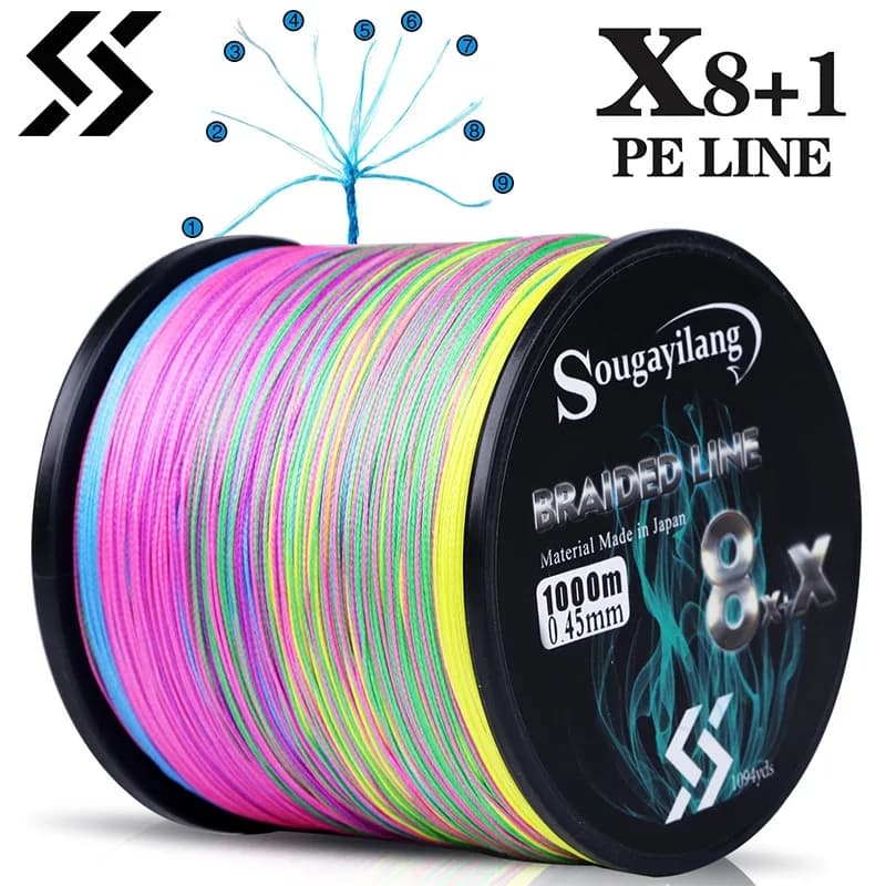 Ligne de pêche multifilament Sougayilang 9 brins PE 300m pour carpe et carnassiers