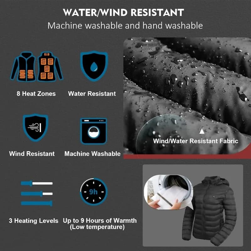 Veste chauffante USB 9 zones sans manches pour hommes et femmes - Température constante extérieure M-4XL