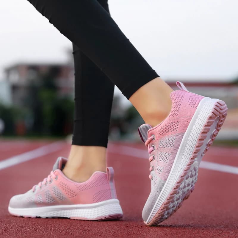 Chaussures casual femme mesh respirantes lacets plates sneakers pêche marche confort rose noir blanc
