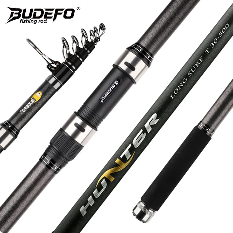 Canne à pêche surf télescopique BUDEFO carbone 5.0m puissance 80-150g pour surfcasting et voyage