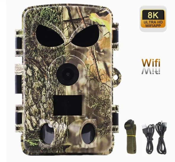 Caméra PR1600 60MP WiFi 4K/8K pour chasse extérieure vision nocturne IR piège photo étanche activé mouvement