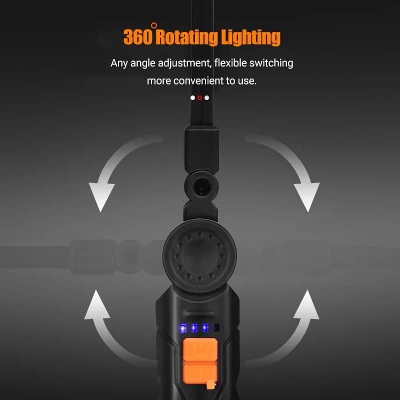 Lampe torche LED COB portable rechargeable USB magnétique pour camping pêche travail