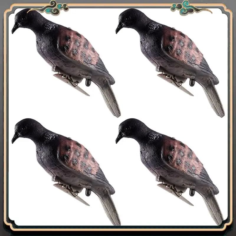 Kit premium 4 leurres pigeons bioniques - Protection jardin et appâts chasse oiseaux réalistes