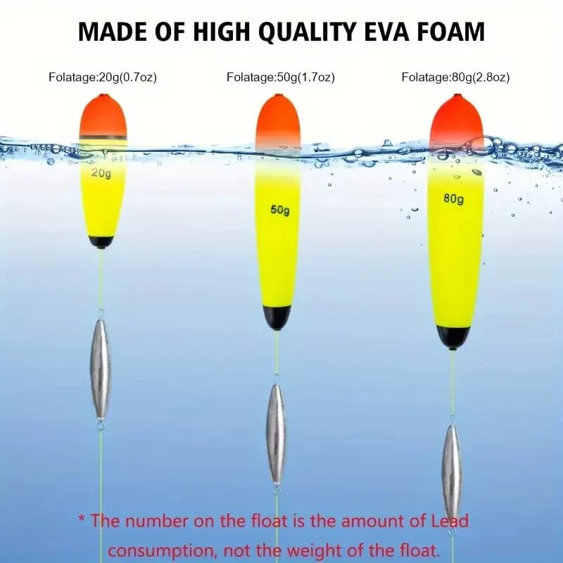 Lot de 4 flotteurs de pêche en mousse EVA élastique 10g à 120g pour pêche en