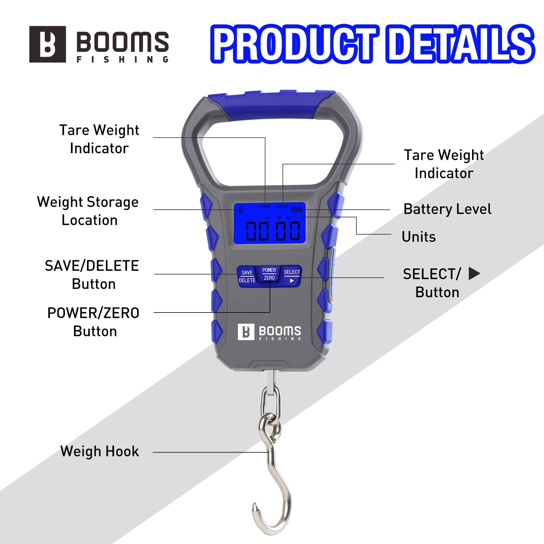 Booms Fishing Portable Fishing Gripper Lip Grip Digital Electronic Scale Fish Co
