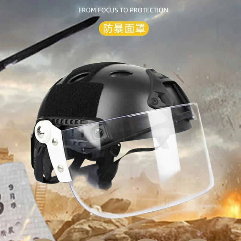 Masque facial tactique transparent anti-vent - Protection visage pour casque pêche airsoft