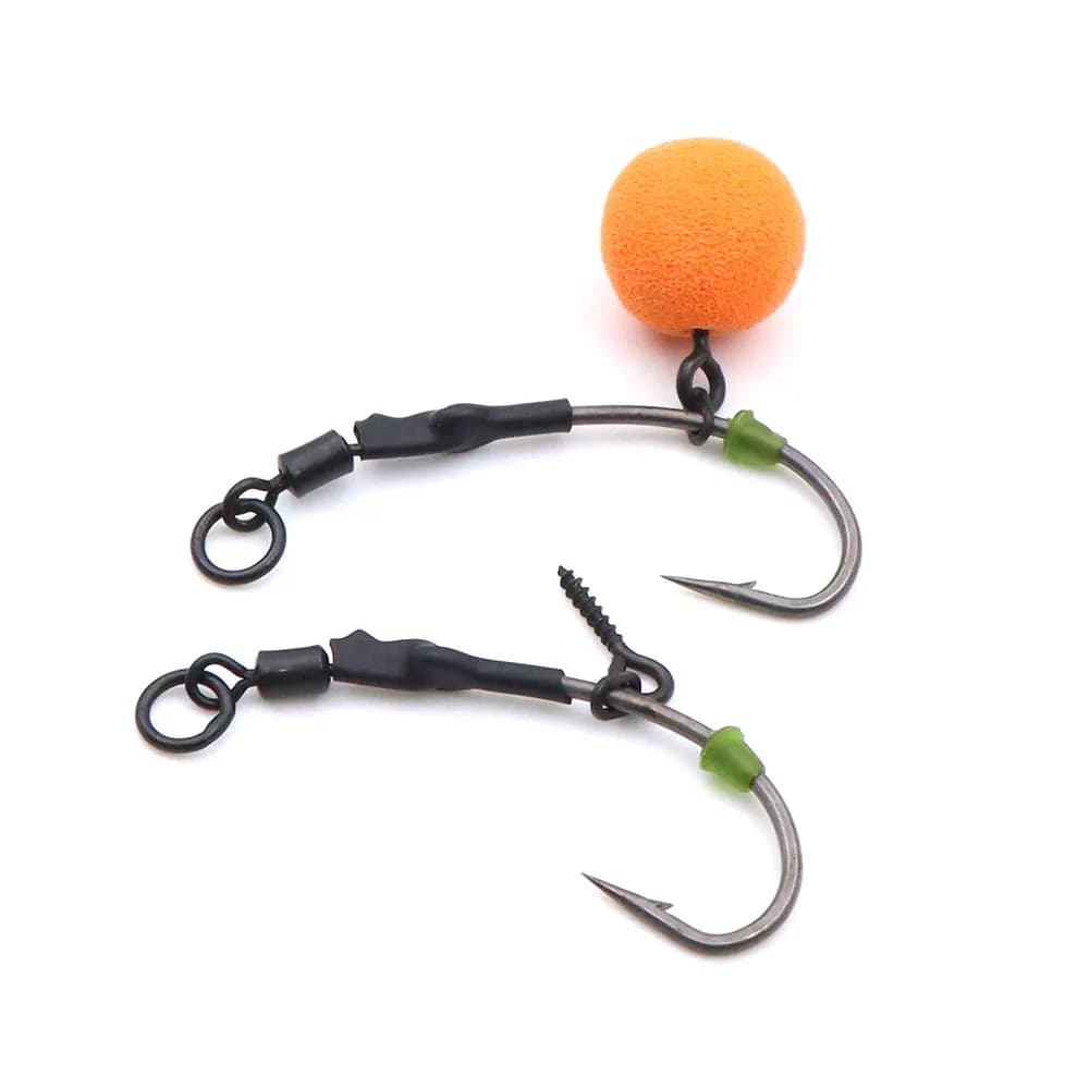4PCS Ronnie Rig curve shank hameçons barbelés pop-up esche boilie screw hair rig terminal tackle