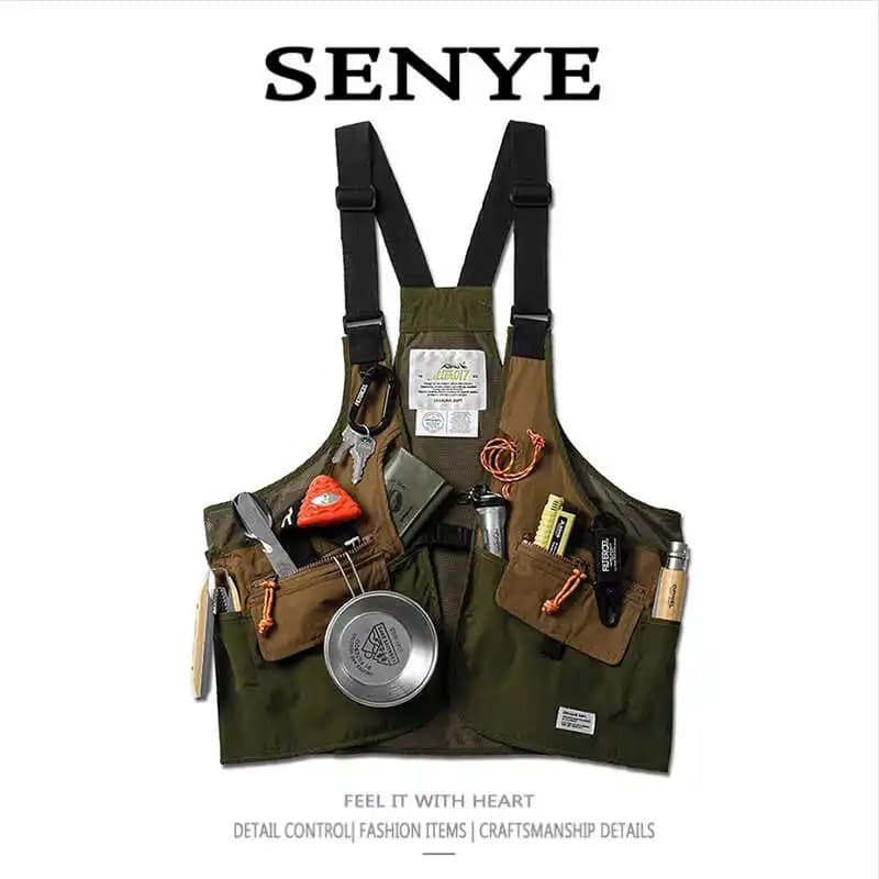 Veste tactique pêche rétro américaine - Veste multi-poches fonctionnelle pour travail en montagne été