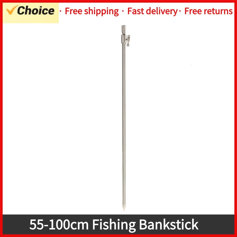 Bankstick réglable en acier inox 55-100cm pour pêche à la carpe - support de canne pour alarmes de touche