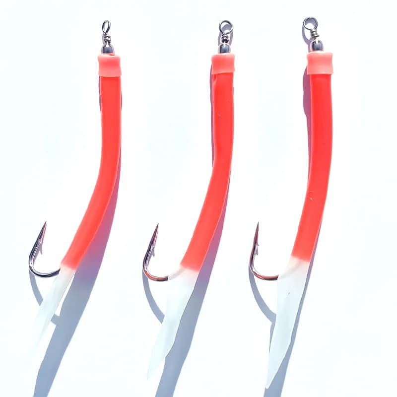 5 bas de ligne sabiki luminescents pour morue - Bas de ligne mer avec flasher et hameçons glow