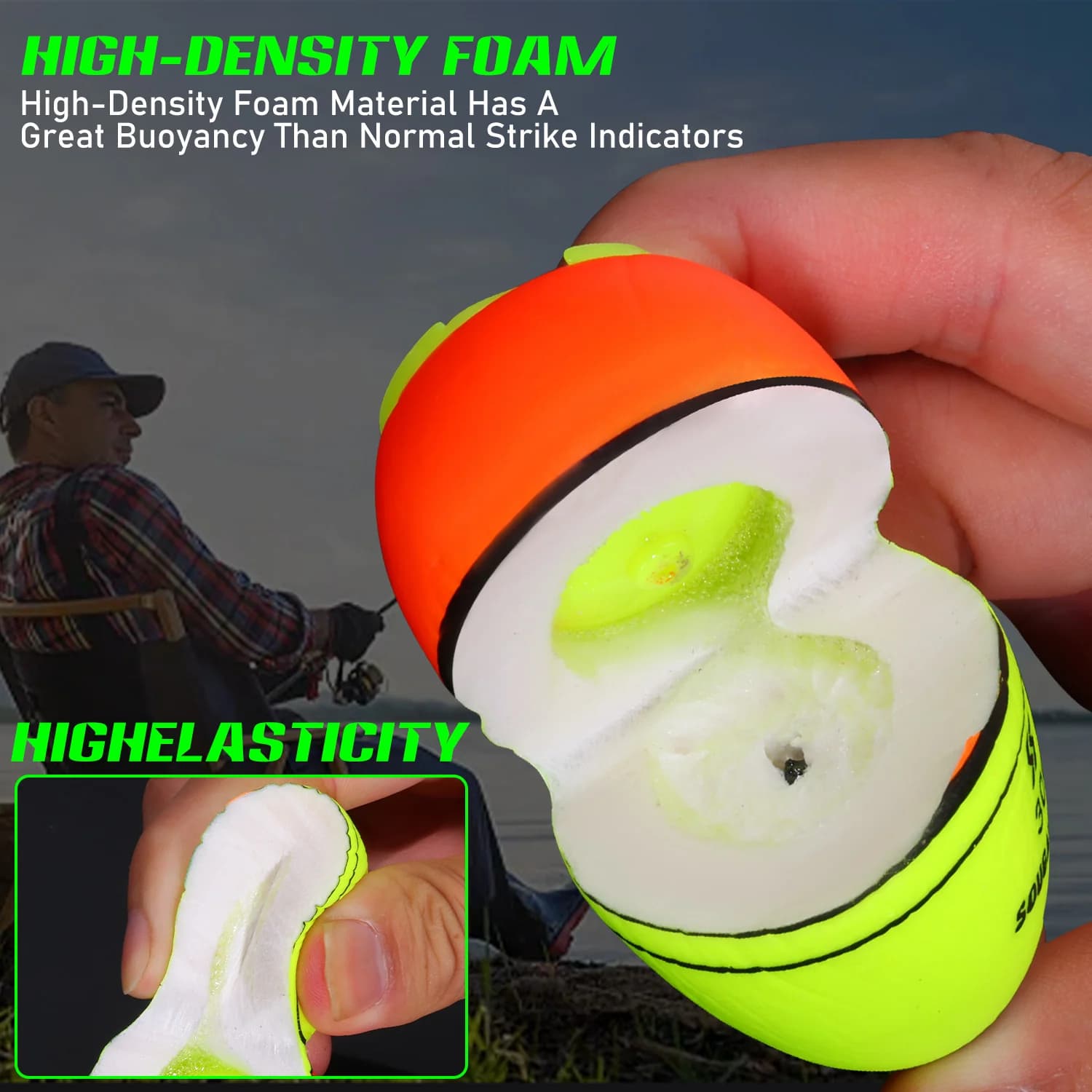 Flotteurs lumineux Sougayilang forme fusée 2 pièces - Matériau mousse haute densité pour pêche 30-100g