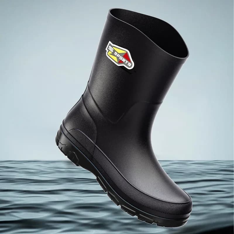 Bottes pêche mode homme mi-mollet éco-responsables - Chaussures grande taille 39-48 PVC antidérapantes plates