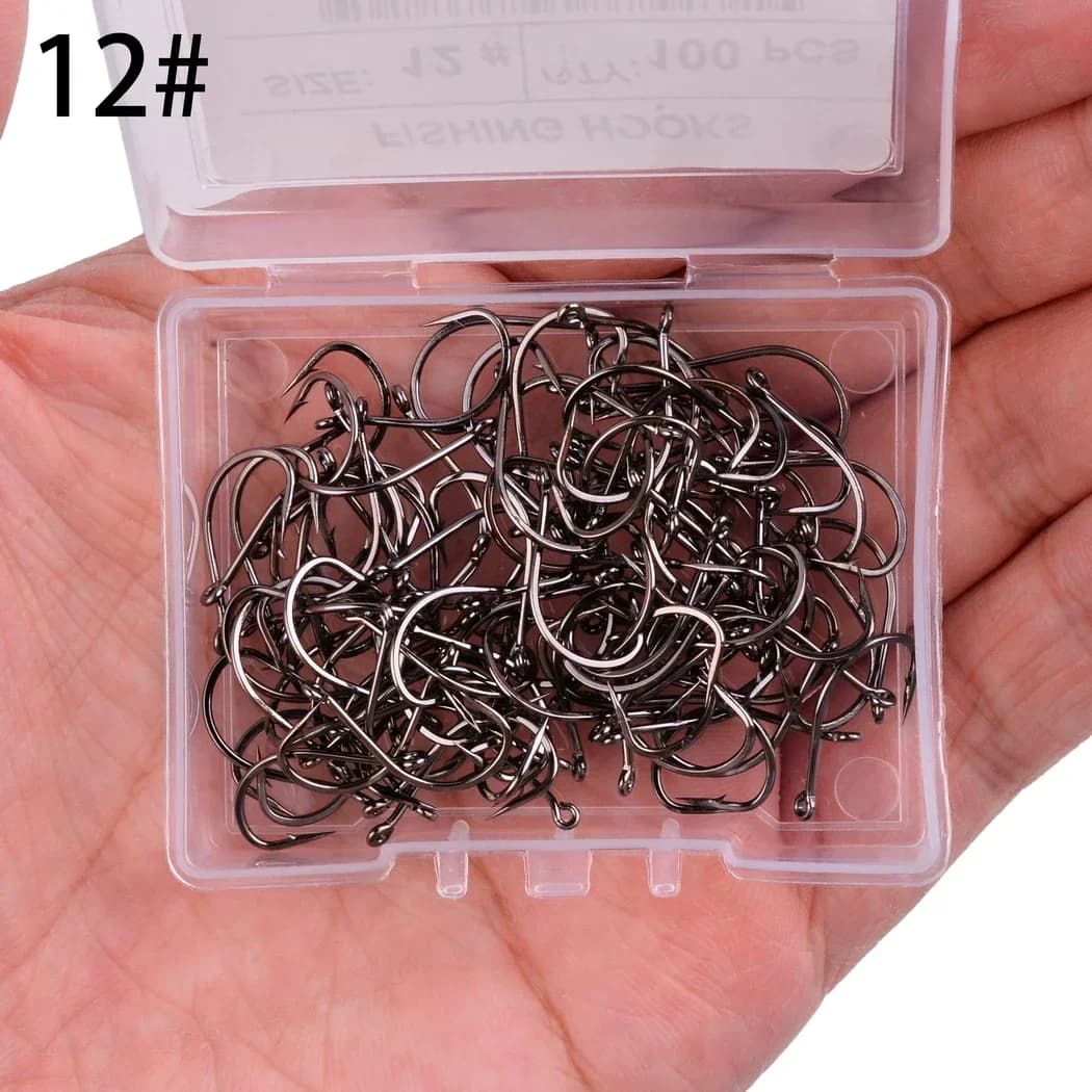 Hameçons de pêche Izu Japon boîte 100 pièces acier haute teneur en carbone pour vers et