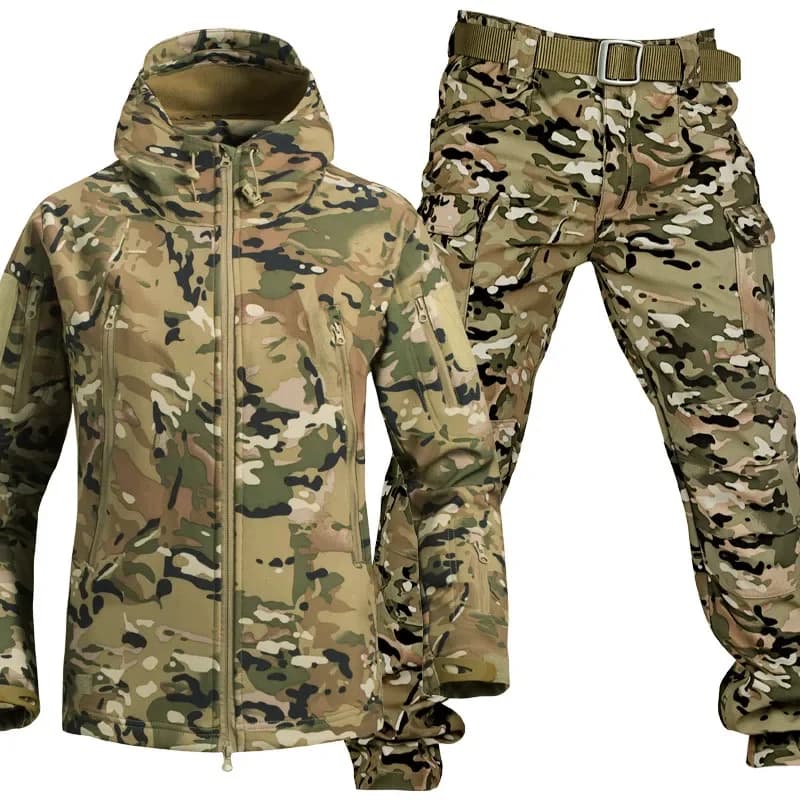 Veste et pantalon de pêche hiver polaire coupe-vent imperméable 5XL épais résistant