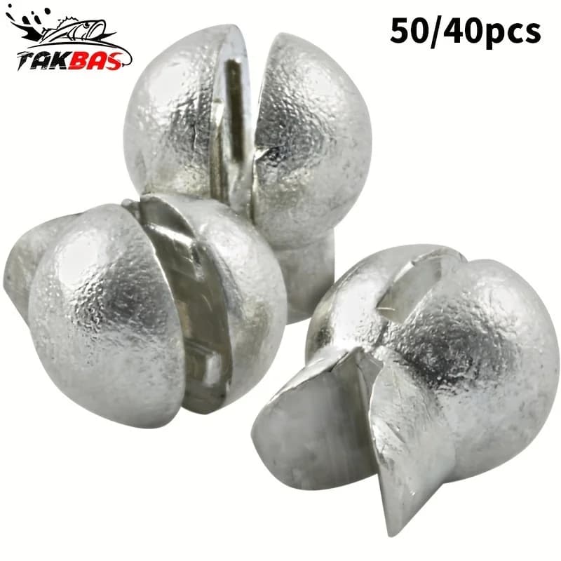 Set de plombs split shot 40/50 pièces - Poids en plomb faciles à fixer pour lancer amélioré, pêche au bar