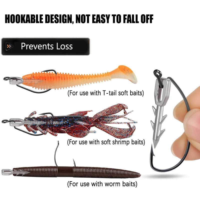 Plombs de pêche barbelés 10 pièces 0.6g-2.6g pour leurres souples et montages Neko Rig Wacky Rig