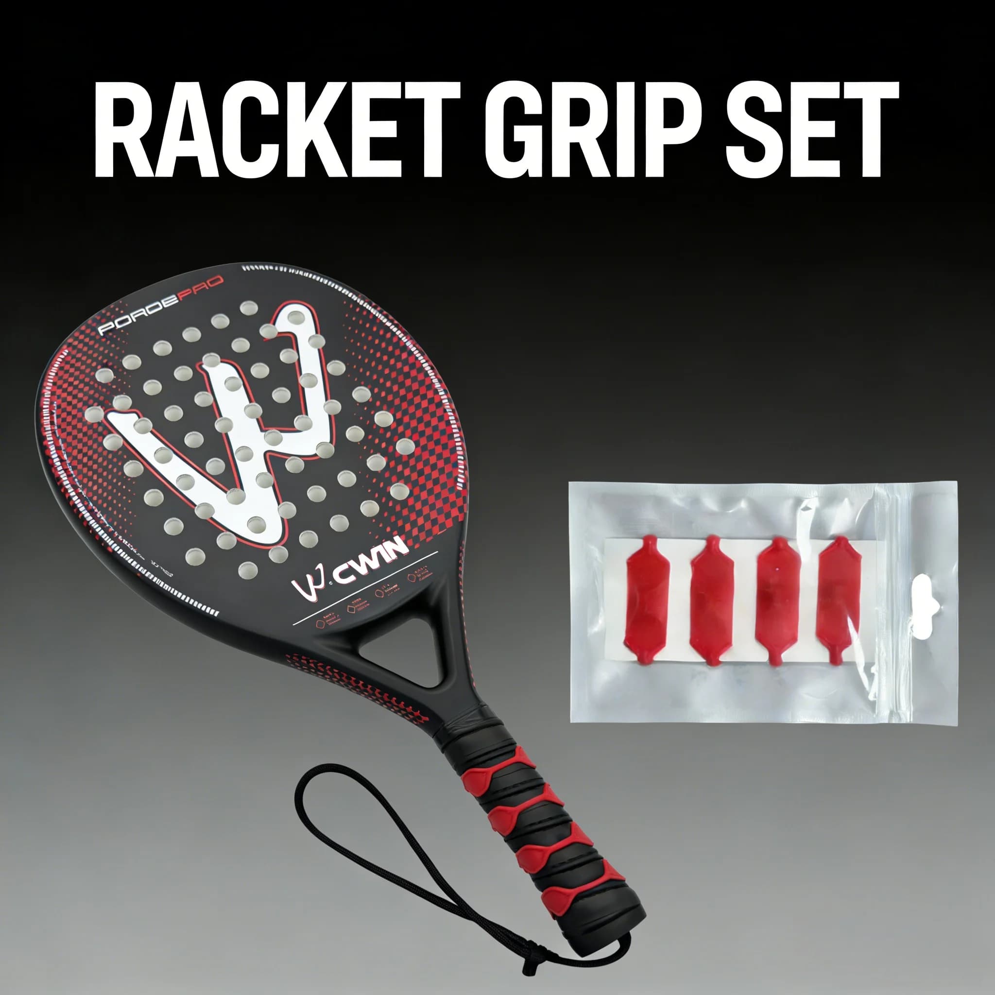 Raquette padel Cwin carbone EVA douce 4 anneaux grip professionnel avec protège palette
