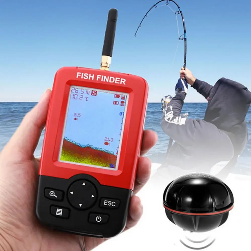 Finder pêche portable sans fil : sonar intelligent détecteur profondeur alarme pour lac et mer