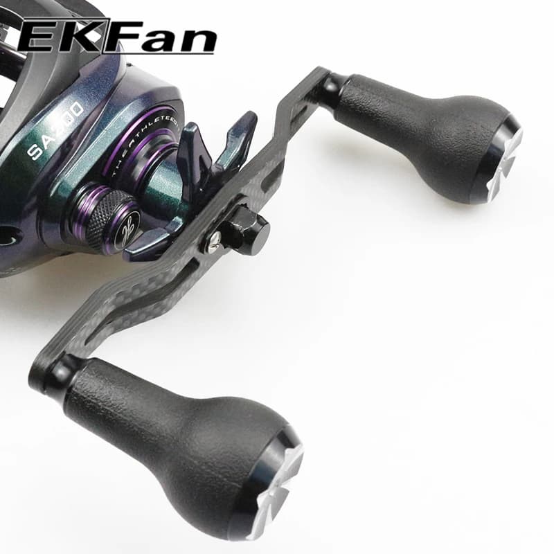 Poignée carbone de pêche Ekfan 130mm pour moulinet baitcast SHI et DAI, bouton TPE, trous 7x4 et 8x5mm