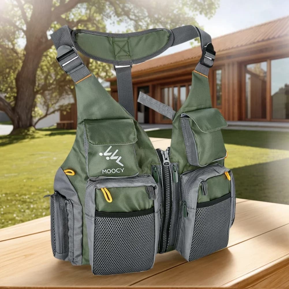 Veste de pêche respirante en mesh avec poches zippée pour randonnée voyage et running été